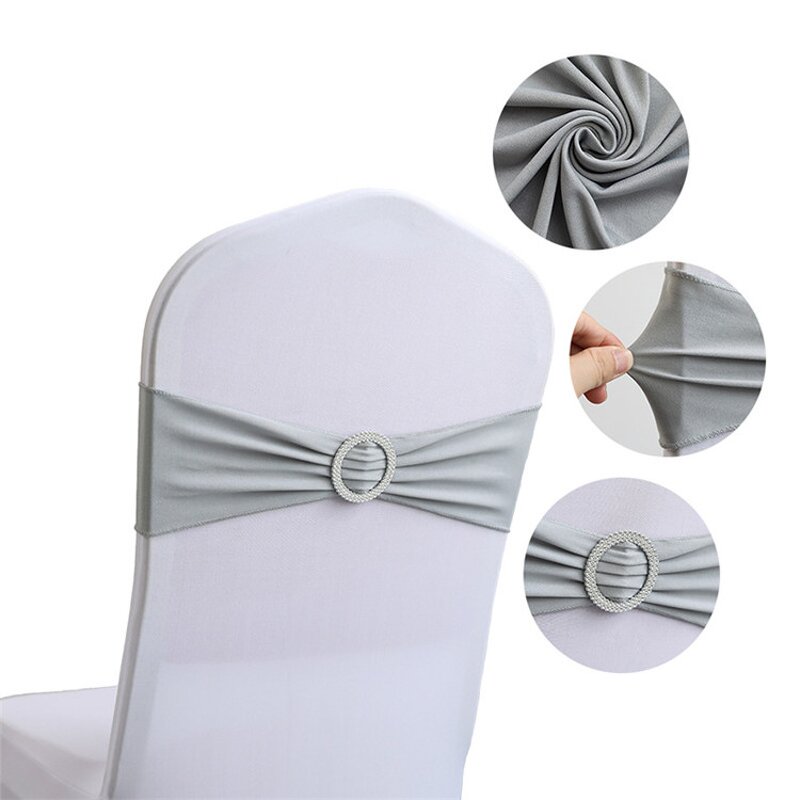 Chair Sash Factory - OEM Banquet Solid Color Decorative Bow Elastic Straps
