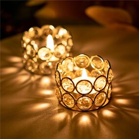 Handmade Candlestick Holder Factory - OEM Gold Metal Crystal Small Christmas Decoration