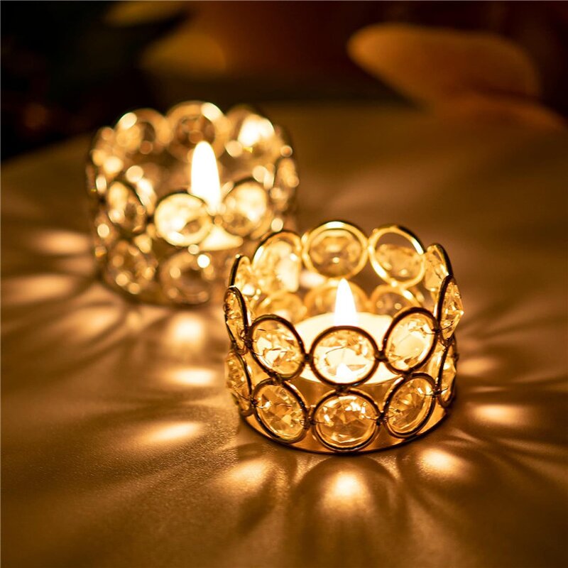 Handmade Candlestick Holder Factory - OEM Gold Metal Crystal Small Christmas Decoration