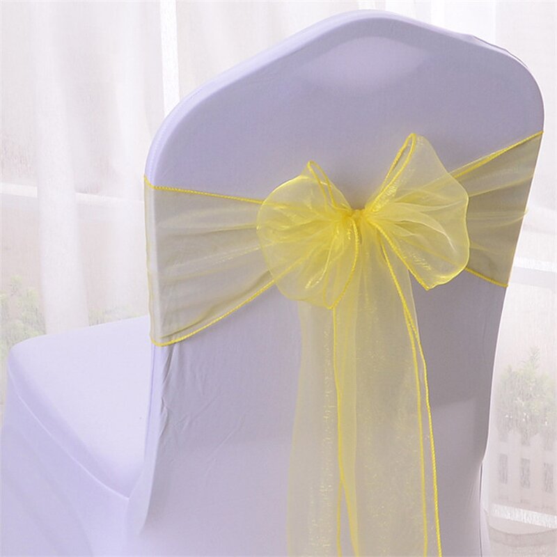 Organza Chair Sashes Factory - OEM Cheap Solid Color Wedding Banquet Sheer Back Bows