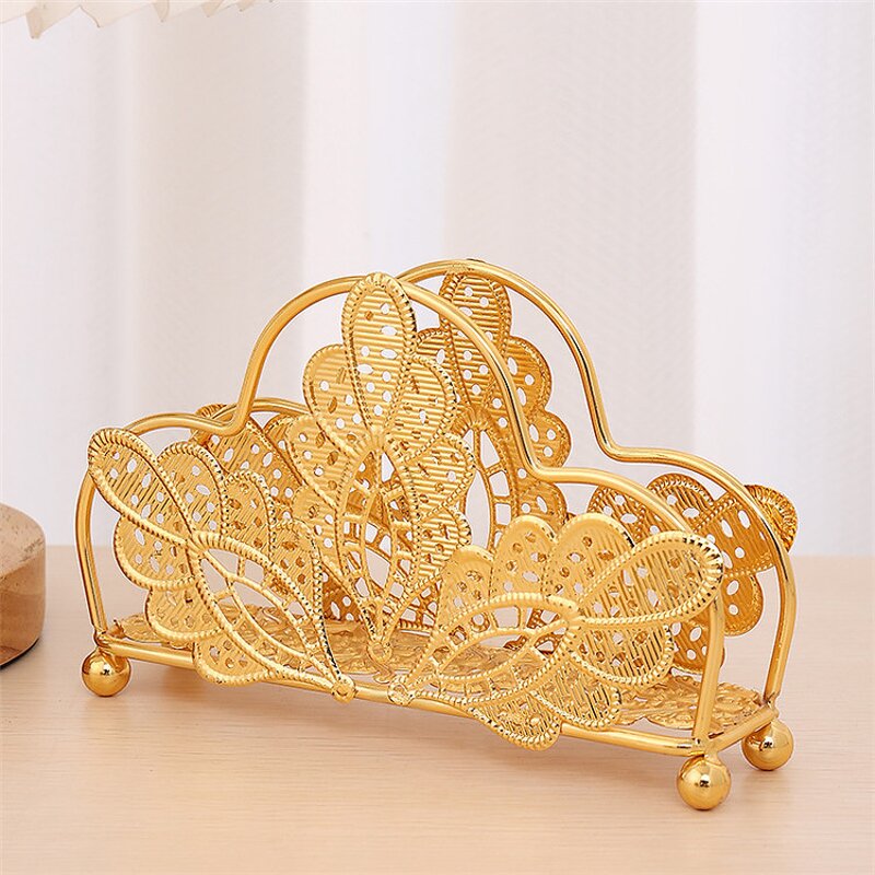 Metal Paper Towel Holder Factory - OEM Luxurious Gold Tissue for Table Decoration