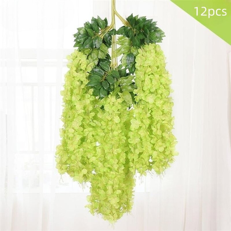 Artificial Silk Wisteria Factory - OEM Wholesale Set of 12 Vine Hanging Wall Ceiling