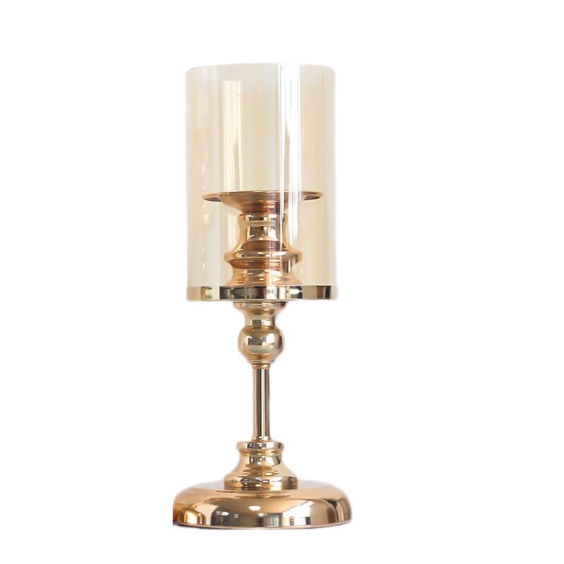 Pillar Candle Holder Manufacturer - OEM Nordic Romantic Metal Glass Golden for Wedding
