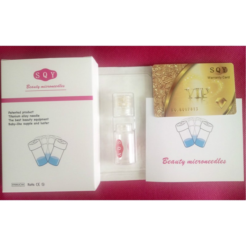 SQY Anti-aging Gold Titanium Microneedle Beauty Derma Roller Glass Bottle 20 Needles