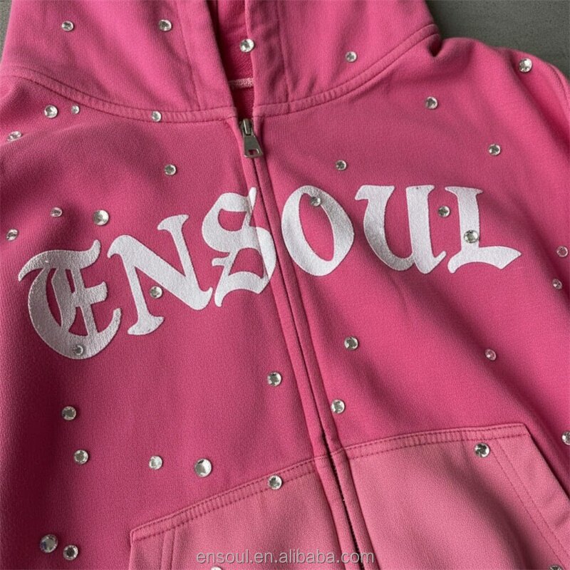 Unisex Zipper Hoodie Manufacturer - Custom Rhinestone & Streetwear