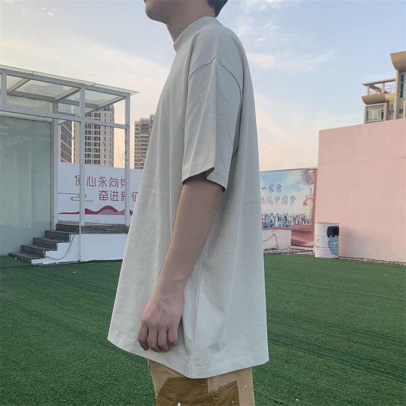 Men's High Neck T-Shirt Manufacturer - Bulk Custom Solid Tee