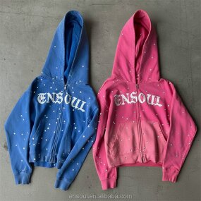 Unisex Zipper Hoodie Manufacturer - Custom Rhinestone & Streetwear