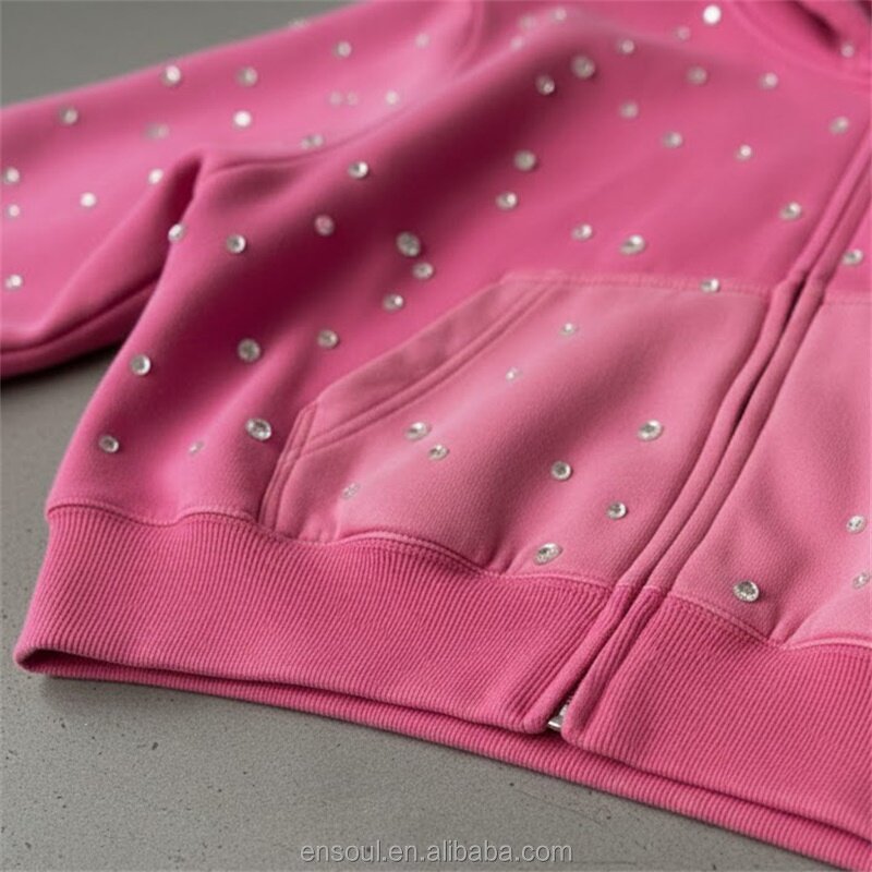 Unisex Zipper Hoodie Manufacturer - Custom Rhinestone & Streetwear