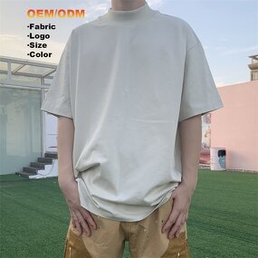 Men's High Neck T-Shirt Manufacturer - Bulk Custom Solid Tee