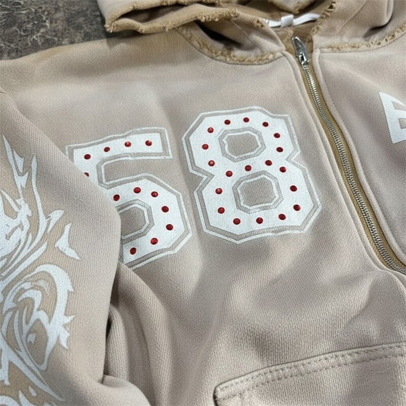 Zip Up Hoodie Manufacturer - Custom Cropped & Rhinestone Design