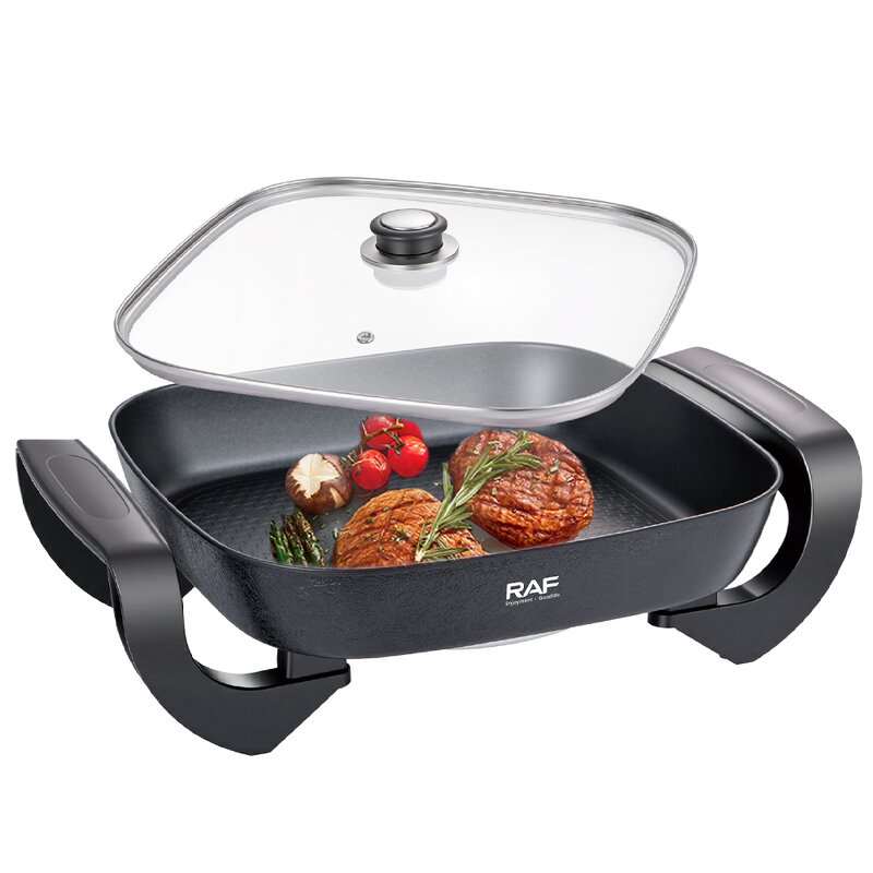 Electric Hot Pot Factory - OEM Custom Black Non-stick Multi-functional Cooker