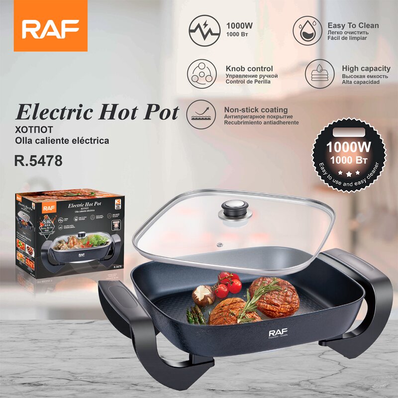 Electric Hot Pot Factory - OEM Custom Black Non-stick Multi-functional Cooker