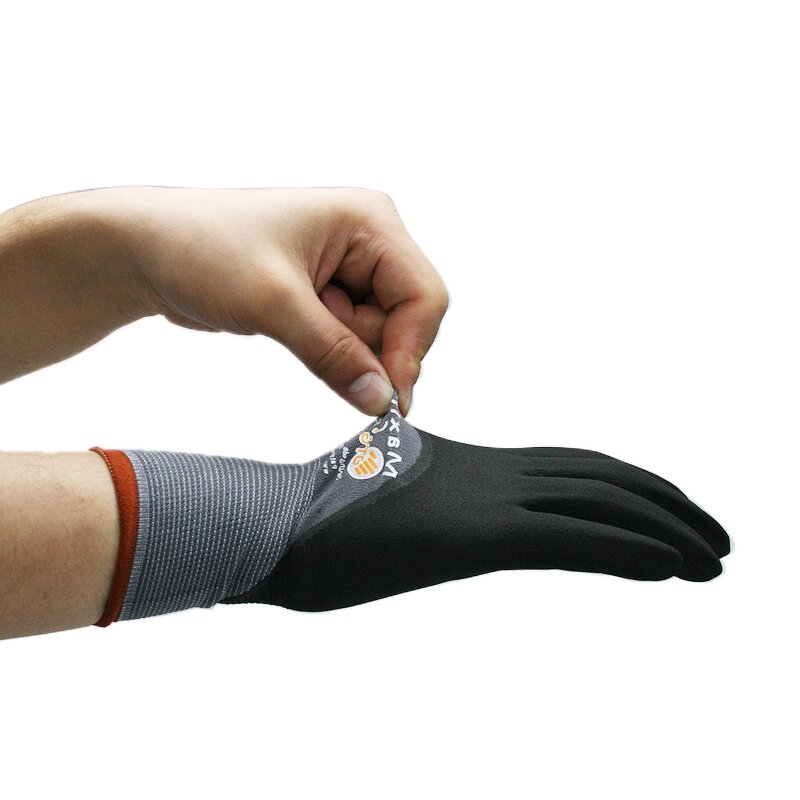 Foam Nitrile Gloves Manufacturer - OEM 15 Gauge Gray Seamless Knit Nylon Latex-Coated