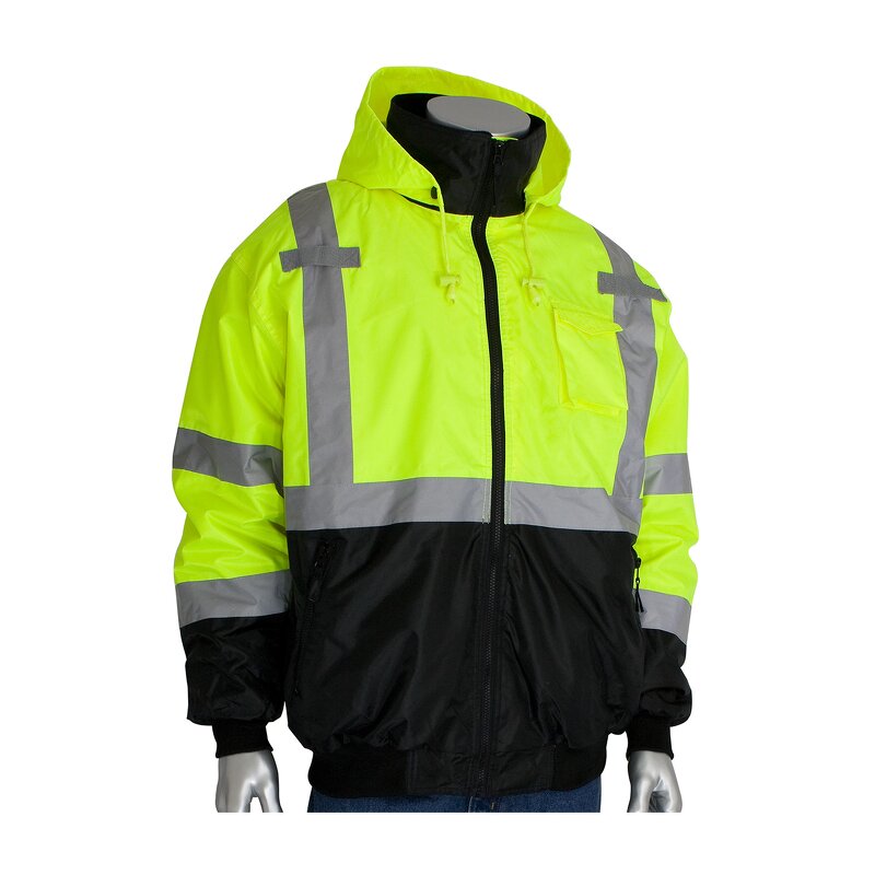 Reflective Safety Jacket Manufacturer - OEM 333-1766 Type R Class 3 Bomber Vest Hi Vis