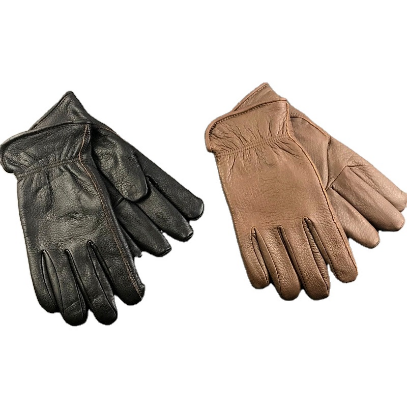 Leather Driving Gloves Manufacturer - OEM Deerskin Thickened Padded Motorcycle Warm Hand