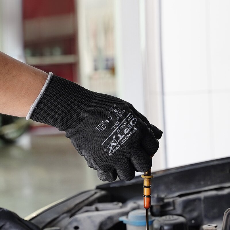 PU Gloves Factory - OEM Comfortable Durable OP-100W General Purpose White Polyester