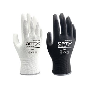 PU Gloves Factory - OEM Comfortable Durable OP-100W General Purpose White Polyester