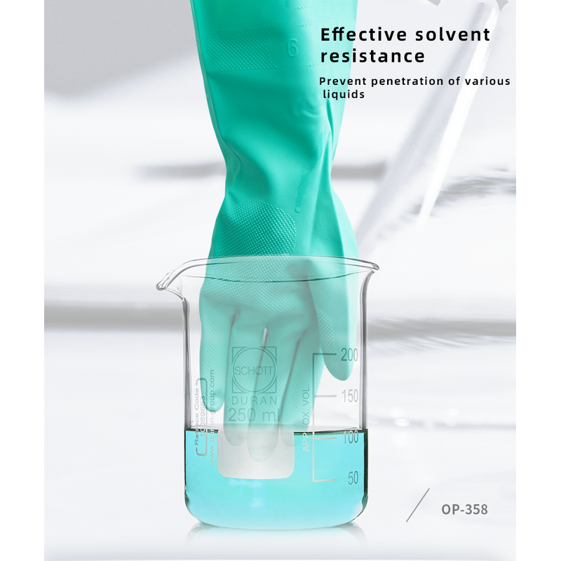 Cotton Nitrile Gloves Manufacturer - OEM 15 Mil OP-358 Green Rubber Powder Solvent-Resistant
