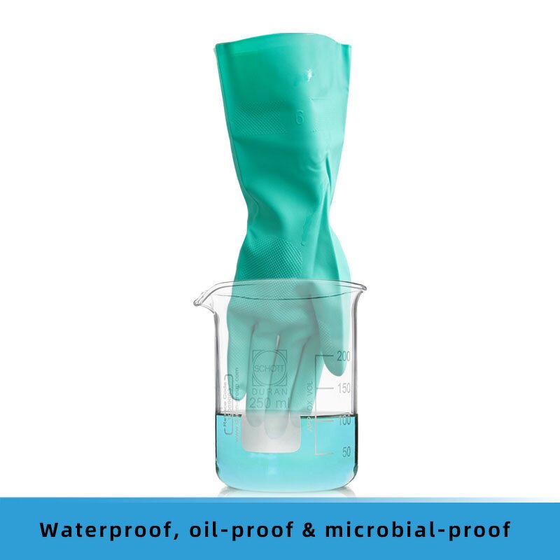 Cotton Nitrile Gloves Manufacturer - OEM 15 Mil OP-358 Green Rubber Powder Solvent-Resistant