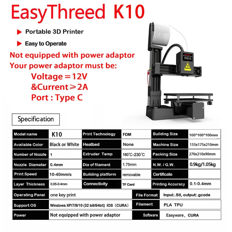 3D Printer Manufacturer - OEM EasyThreed K10 Entry Level for TPU PLA Steel