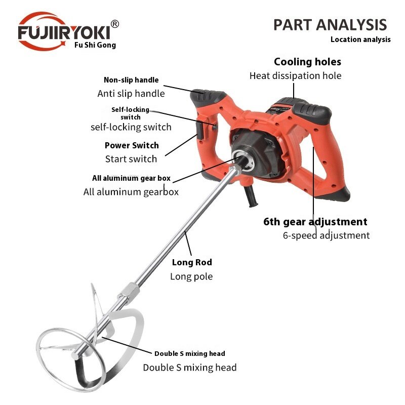 Electric Mixer Factory - OEM Industrial Grade Six-Speed Brushless Motor 220V for Paint