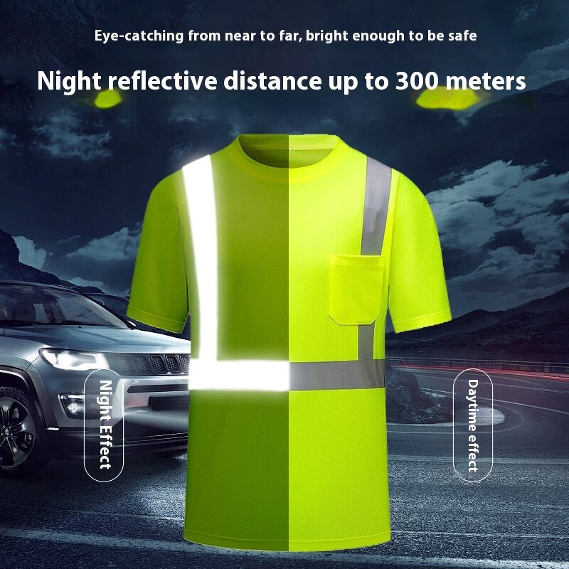 Reflective T-Shirt Manufacturer - OEM ANSI Factory Supply Fluorescent Green Breathable Bird's Eye