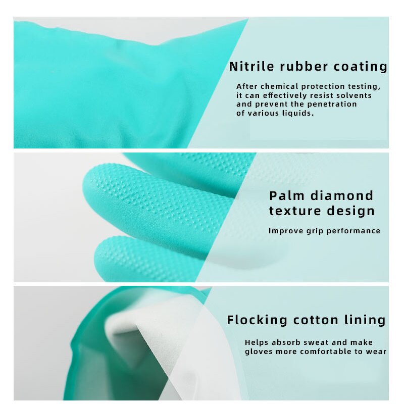 Nitrile Work Gloves Factory - OEM Green Cotton Rubber Powder Solvent-Resistant Anti-Cut