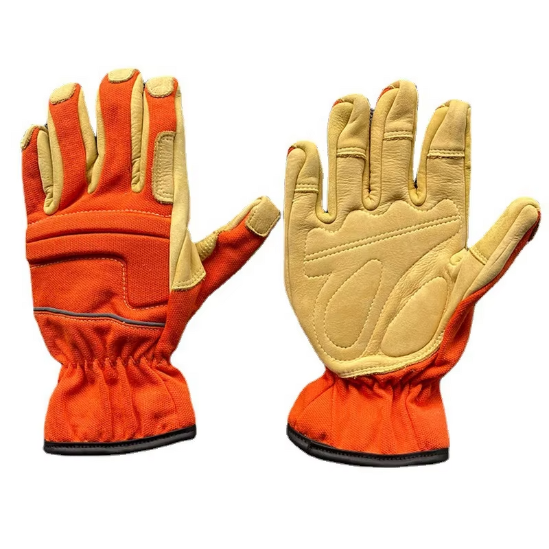 Fire Gloves Factory - OEM Custom Red Cowhide Rescue Gloves