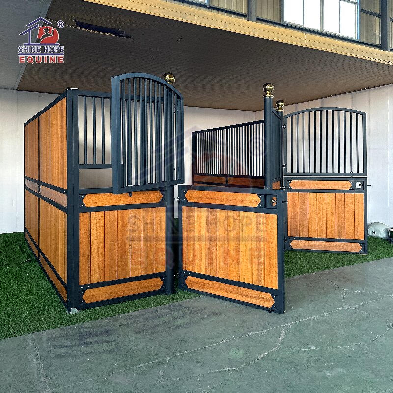 Horse Stable Stall Factory - OEM Barn Style Doors Wood Panel with Steel Frame