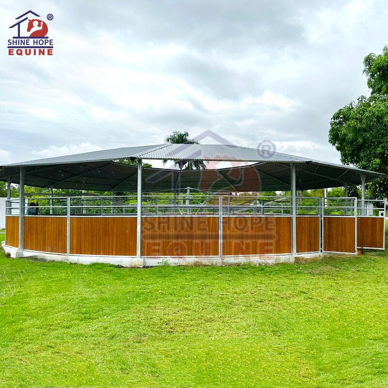 Horse Walker Factory - OEM Equine Training Machine Hot with Charged Pushers Tube Fence