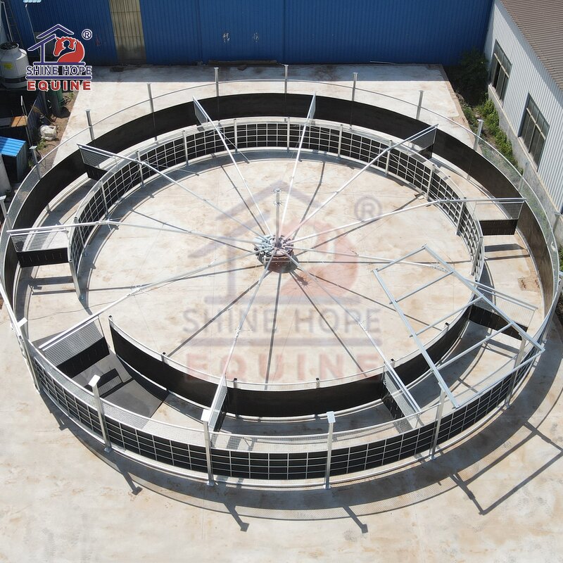 Horse Training Walker Manufacturer - OEM Steel Heavy Duty with Track Roof Charged Pushers