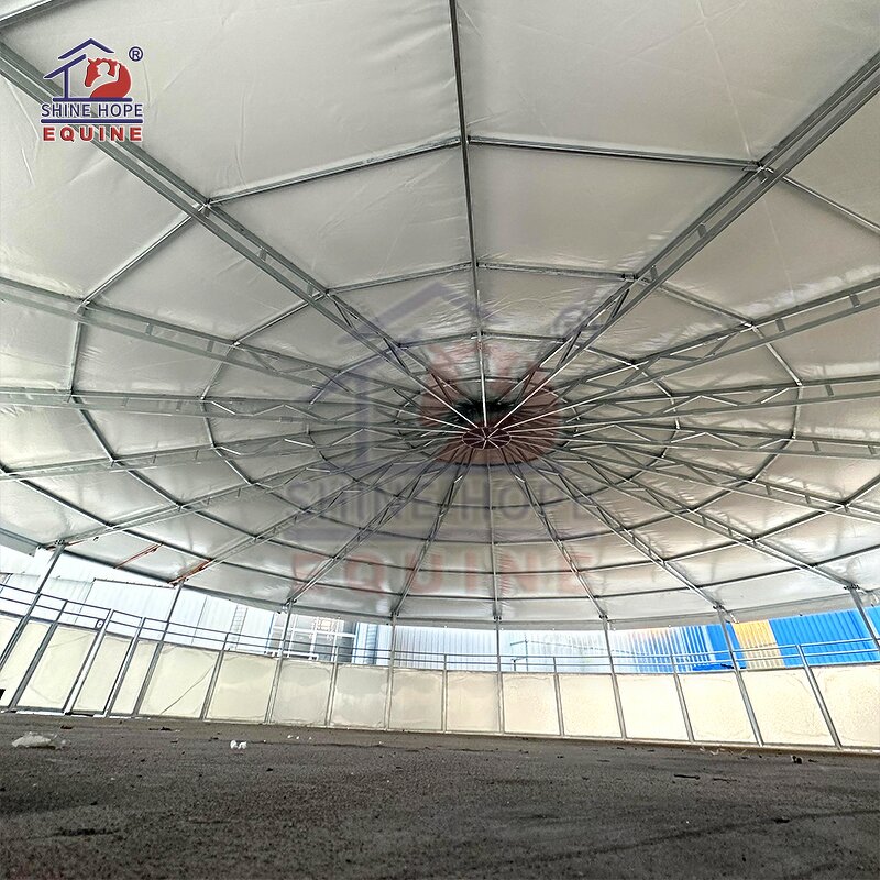 Covered Lunging Ring Factory - OEM 10m Metal Frame with Vinyl Roof Round Pen