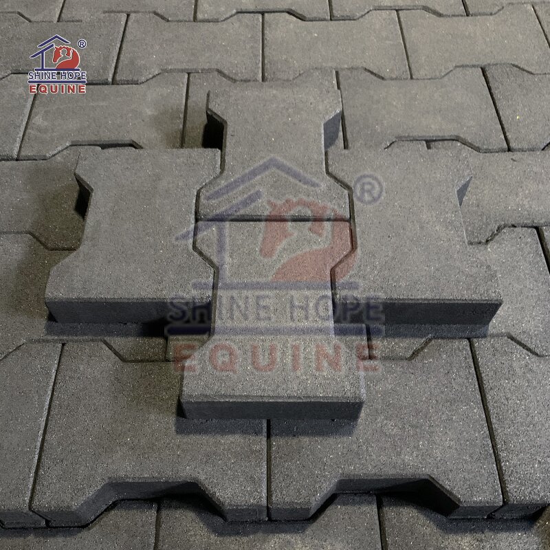 Dog-Bone Interlocking Rubber Paver Factory - OEM High Elasticity Black Color Paver