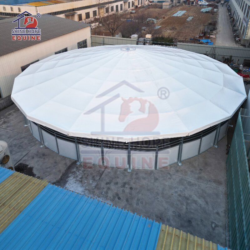 Covered Lunging Ring Factory - OEM 10m Metal Frame with Vinyl Roof Round Pen