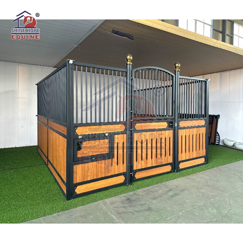 Horse Stable Stall Factory - OEM Barn Style Doors Wood Panel with Steel Frame