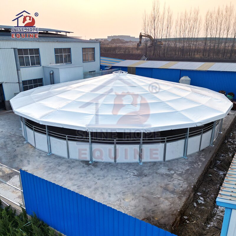 Covered Lunging Ring Factory - OEM 10m Metal Frame with Vinyl Roof Round Pen