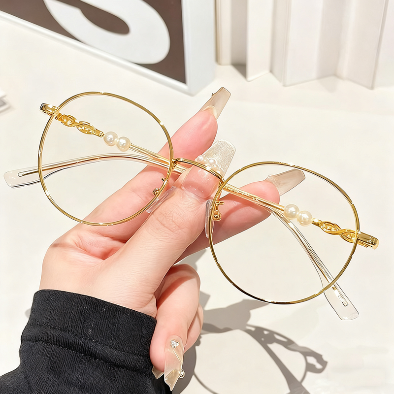 Anti Blue Light Glasses Factory - OEM Custom Ultralight Pearl Metal Round