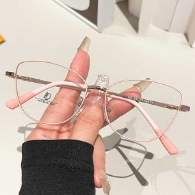 Anti Blue Light Glasses Factory - OEM Custom Retro Pink Red Metal Cat Eye