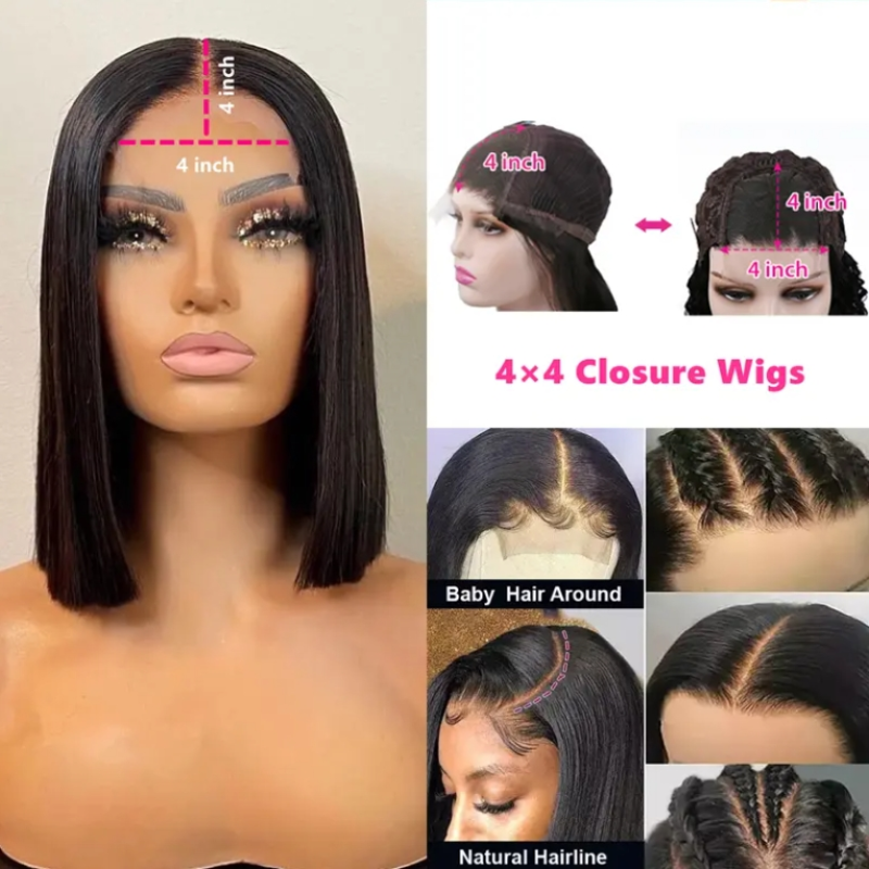 Best-Selling 10 Inch Short Straight Bob Wigs Fashion Lace Front Wigs 4x4 Closure Transparent HD Brazilians Vietnamese Option