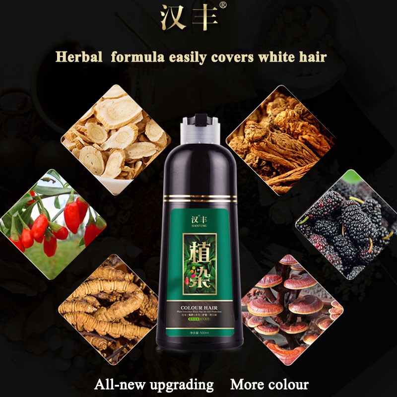 Black Hair Dye Permanent Lasting Wholesale Chinese Organic   Herbal Hair Color Shampoo