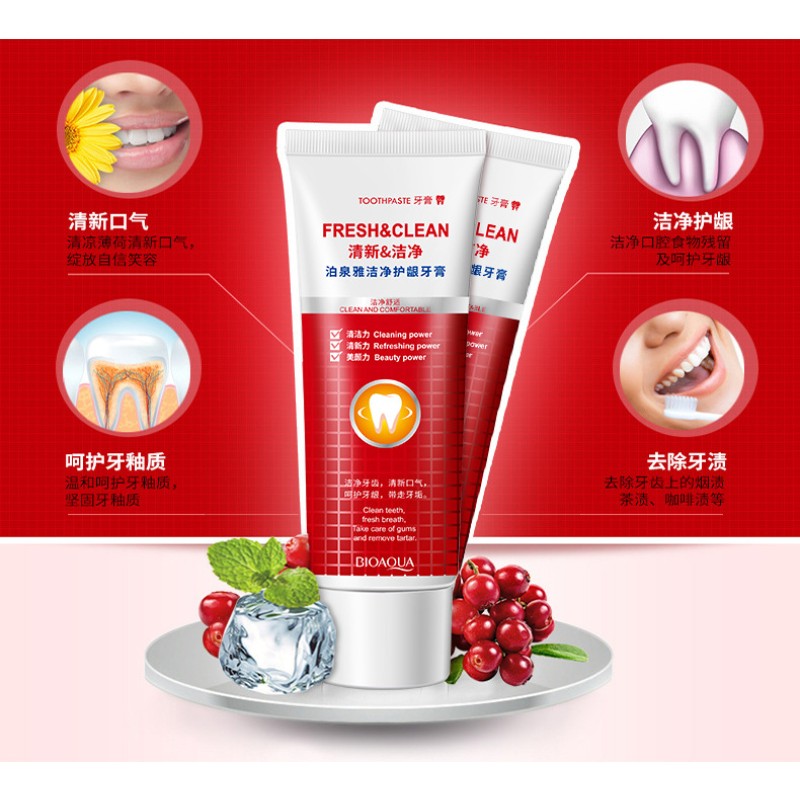 Cranberry Mint Herbal Toothpaste for Oral Care Whitening and Healthy Teeth Removes Stains and Cleans