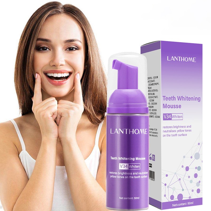 Multi-Purpose Teeth Whitening Mousse Effectively Removes Yellow Plaque Smoke Stain Freshens Breath-Color Corrector Accessory