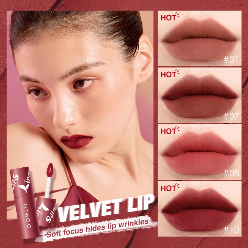 Lip Mud Matte Face Lip and Cheek Dual-use Foundation Make-up Powder Blusher Lipstick air Lip Color Non Stick Cup