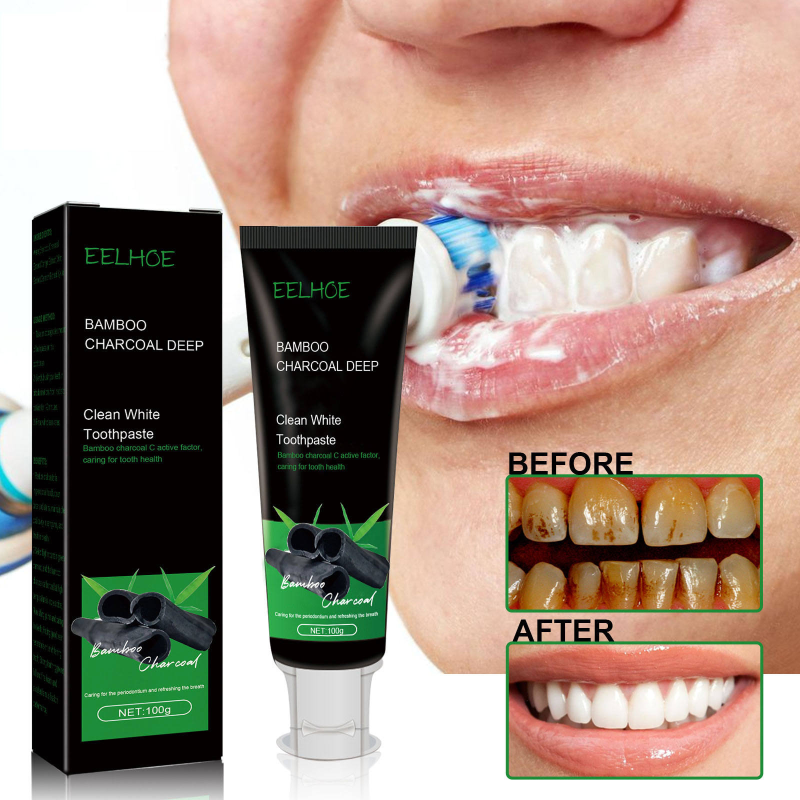 Best-selling Bamboo Charcoal Powerful Whitening Toothpaste for Deep Teeth Cleaning and Whitening, Removing Oral Odor 100g