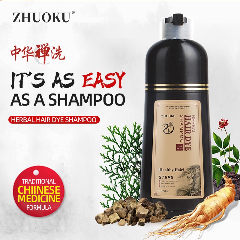 Fast Darkening Hair Dye  Wash White to Black in 5 Minutes One Black Shampoo Herbal Plant