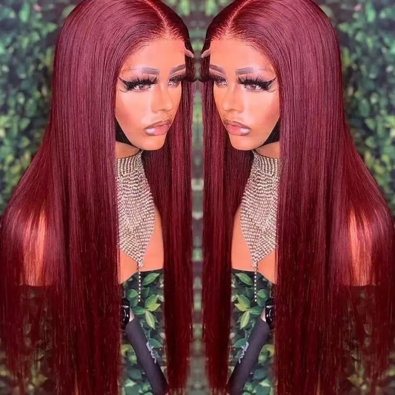 Wholesale  30inches European Female Wig Front Lace Straight Hair Wig Black Medium Length Straight Hair Multi-size Optional