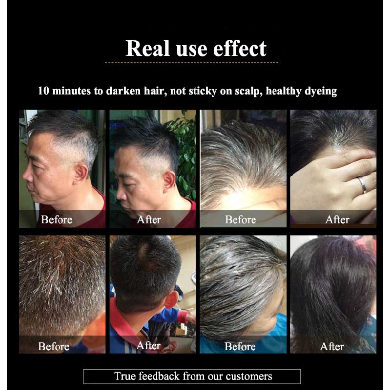 Private Label OEM ODM Hair Dye Fast Darkening Wash White to Black in 5 Minutes One Black Shampoo Herbal Plant