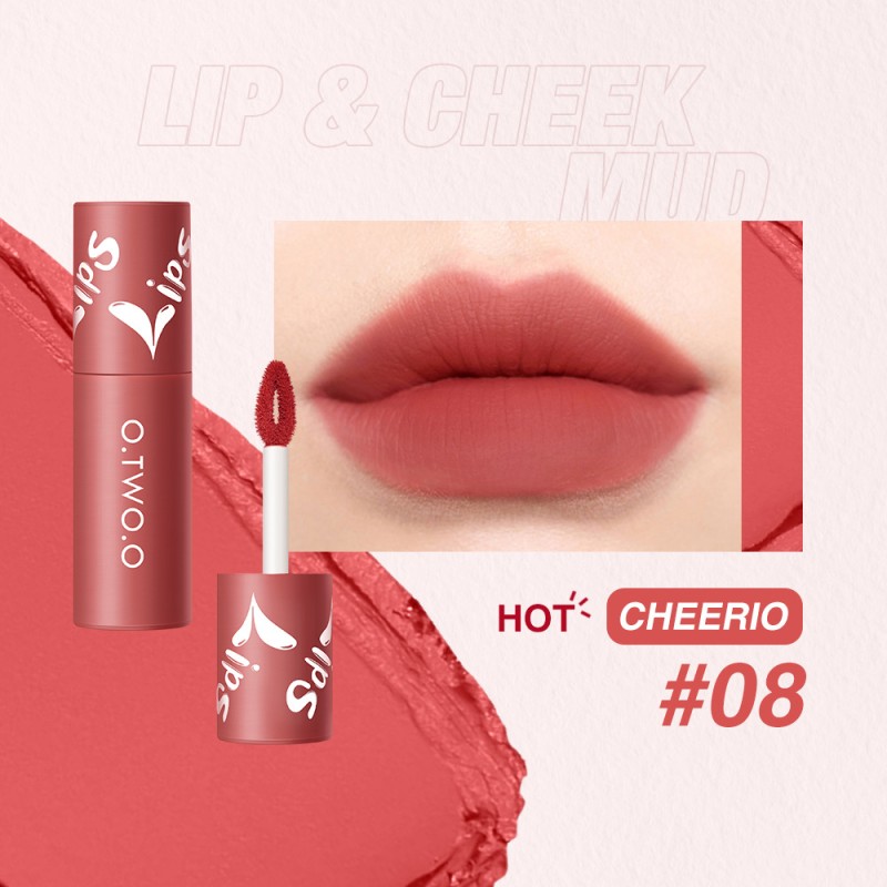 Lip Mud Matte Face Lip and Cheek Dual-use Foundation Make-up Powder Blusher Lipstick air Lip Color Non Stick Cup