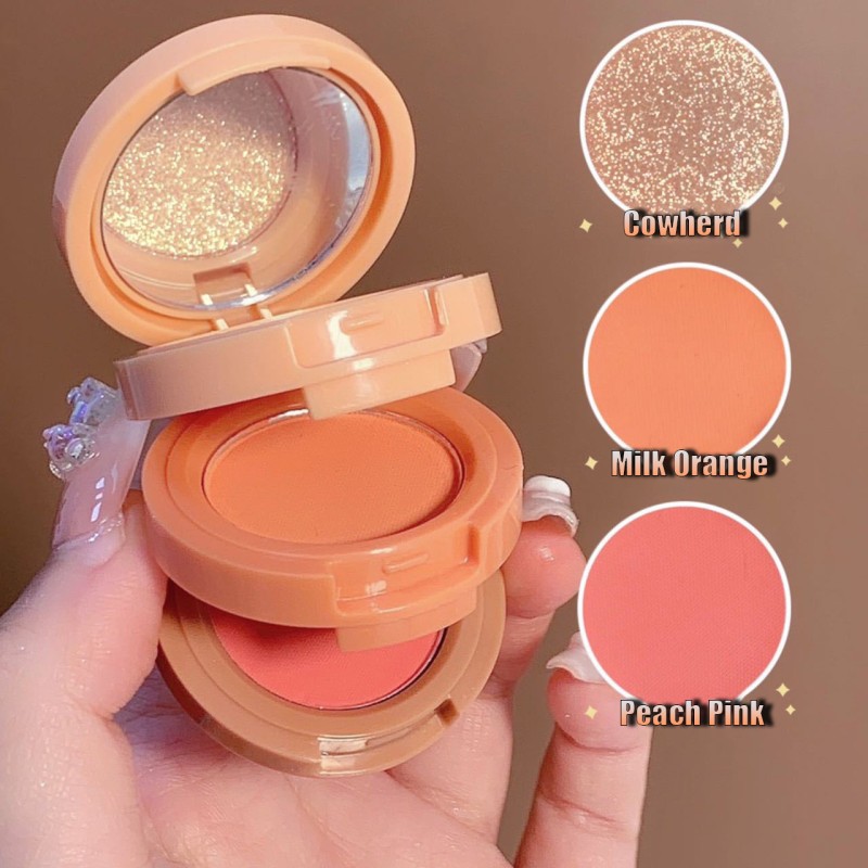 3 in 1 Matte Highlighter Blush Palette Pearly Blush Shiny Eyeshadow Multifunctional Face Makeup Palette Female Cosmetics
