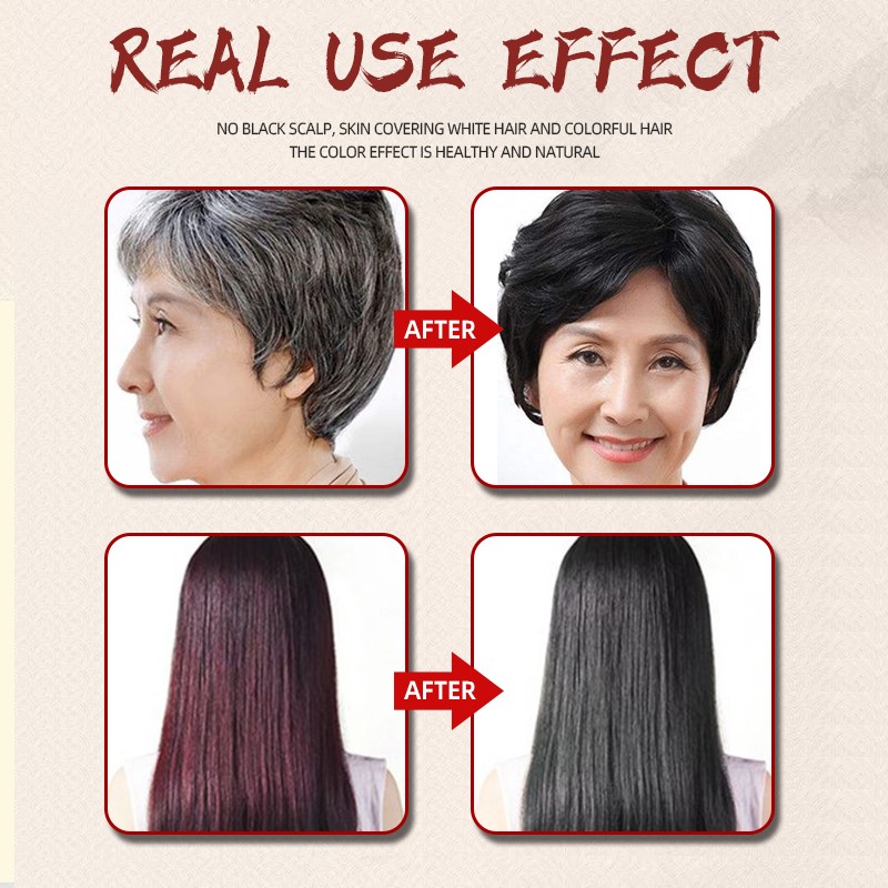 Fast Darkening Hair Dye  Wash White to Black in 5 Minutes One Black Shampoo Herbal Plant